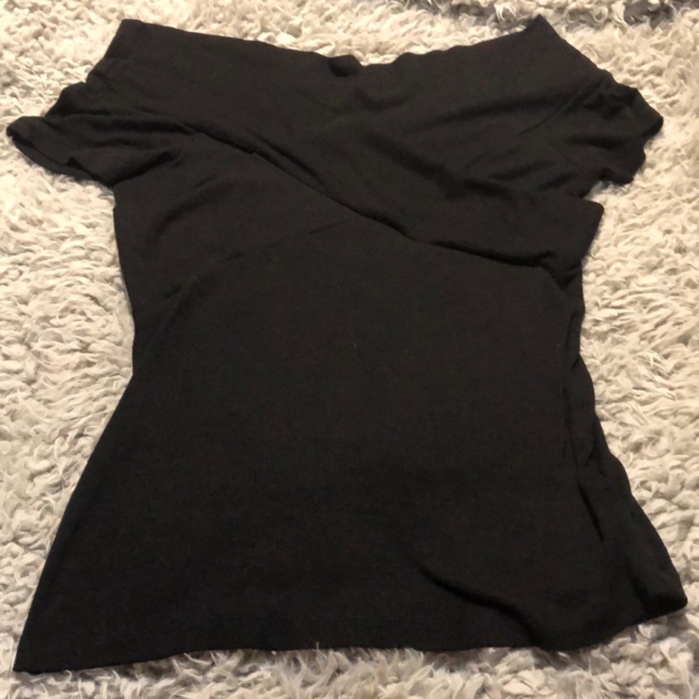 ASOS DESIGN Off the Shoulder Fitted Black Top